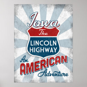 Iowa Lincoln Highway Vintage Amerika Poster