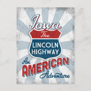 Iowa Lincoln Highway Vintage Amerika Postkarte