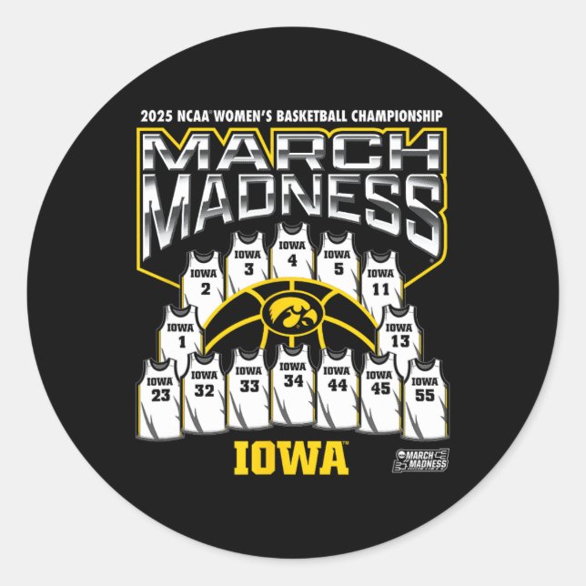 Iowa March Madness 2025 Women's Sketll Nil  Runder Aufkleber (Vorderseite)