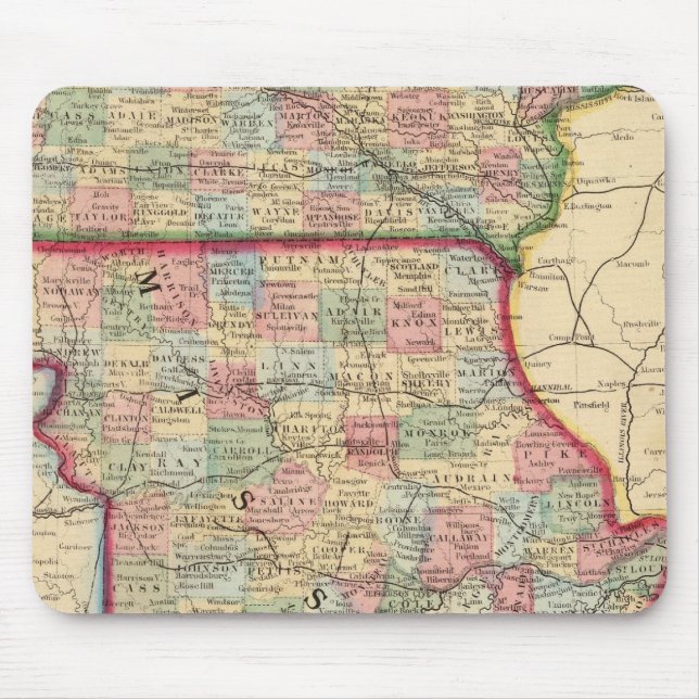 Iowa, Missouri Map von Mitchell Mousepad (Vorne)
