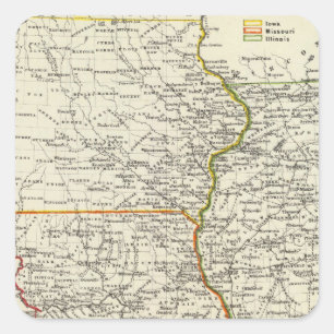 Iowa, Missouri und Illinois Quadratischer Aufkleber