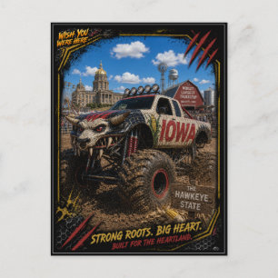 Iowa Monster Truck Gelände Kunst Postkarte