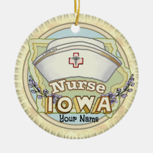 Iowa Nurse Keramik Ornament