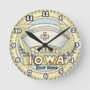 Iowa Nurse Runde Wanduhr