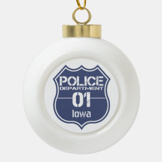 Iowa Police Department Shield 01 Keramik Kugel-Ornament