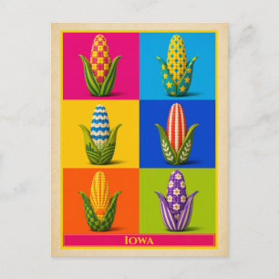 Iowa Postkarte Mais Vintage Pop Art