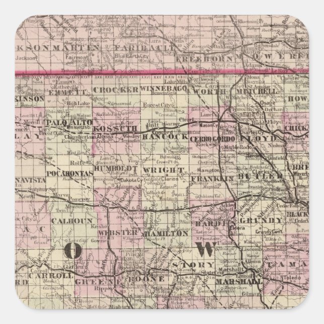Iowa Quadratischer Aufkleber (Vorderseite)