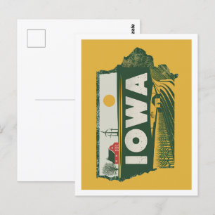 Iowa Retro-Reise Design Ikonische US-Bundesstaaten Postkarte