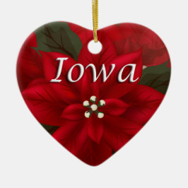 Iowa Rote Poinsettia Herzenslust Keramik Ornament