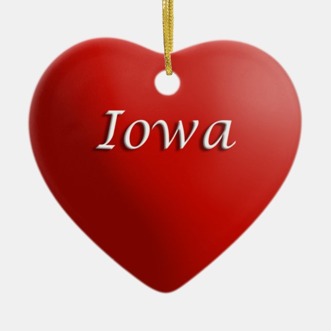 Iowa Rotes Herz Keepake-Ornament Keramikornament (Vorne)