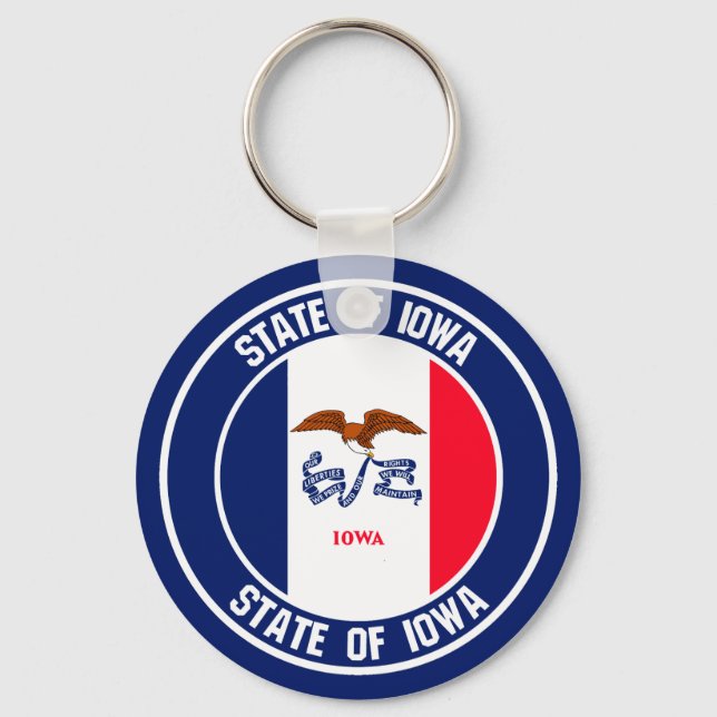 Iowa Round Emblem Schlüsselanhänger (Vorderseite)