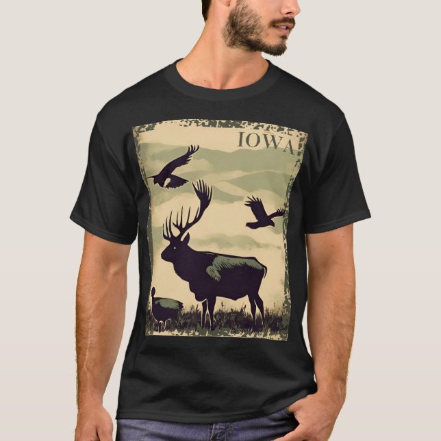 Iowa Rustic Style Vintage Poster T-Shirt (Vorderseite)