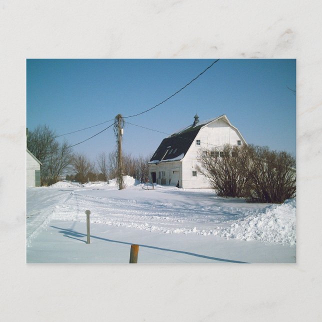 Iowa-Scheune im Winter Postkarte (Vorderseite)