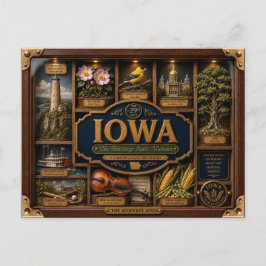 Iowa Shadow Box 3D Figurine Staat Postkarte