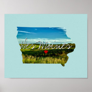 Iowa Staat Foto-Eingabe und Ortsname Poster