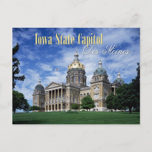 Iowa Staat Hauptstadt in Des Moines Postkarte (Vorderseite)