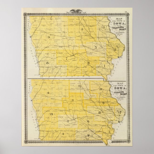 Iowa Staat Maps Poster (Vorne)
