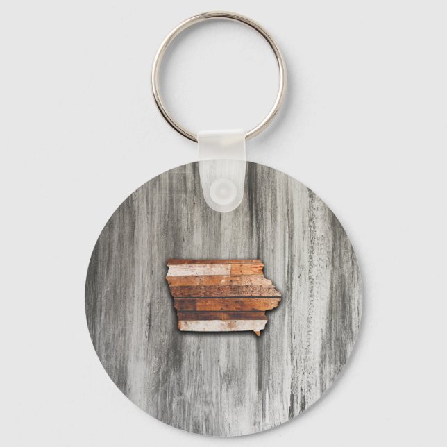 Iowa Staat Shape Rustic Schlüsselanhänger (Vorderseite)