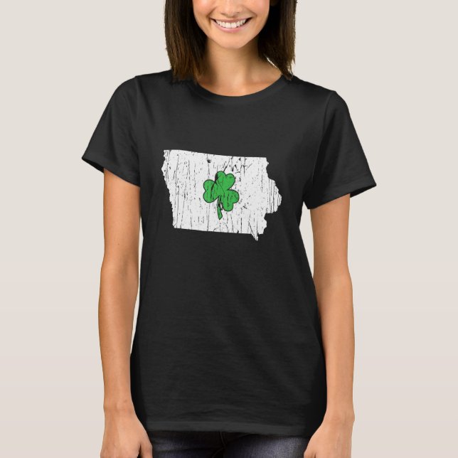 Iowa Staat St Patrick S Day Iowa Green Kleeblatt T-Shirt (Vorderseite)