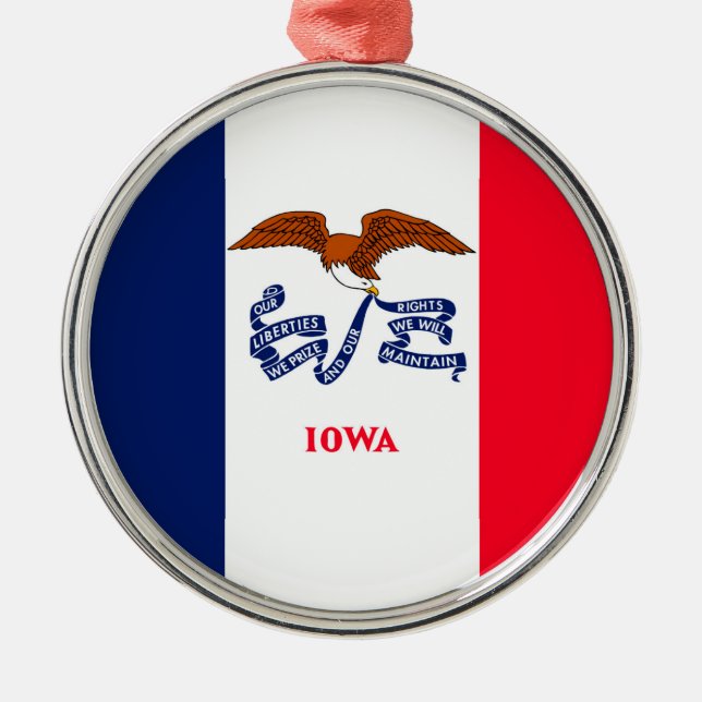 Iowa State Flag Design Silbernes Ornament (Vorne)