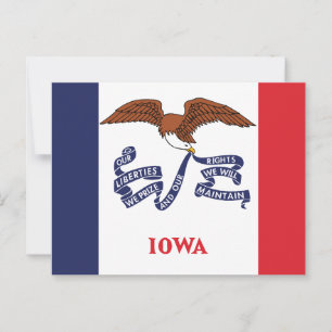 Iowa State Flag Hawkeye Staat Eagle & Motto Postkarte