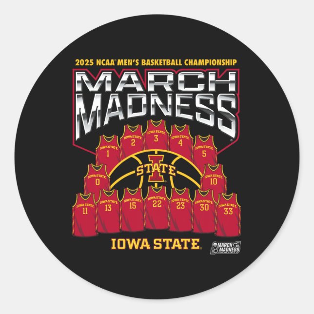 Iowa State March Madness 2025 Men's Sketll Nil  Runder Aufkleber (Vorderseite)