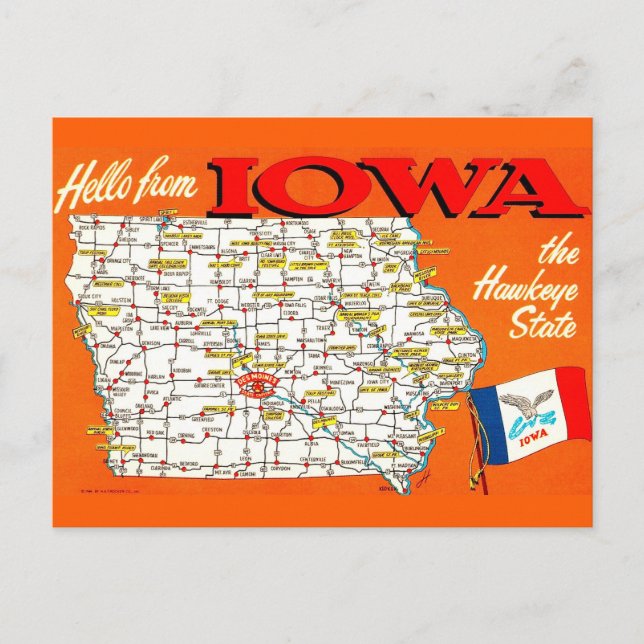 Iowa-Straßenkarte Postkarte (Vorderseite)