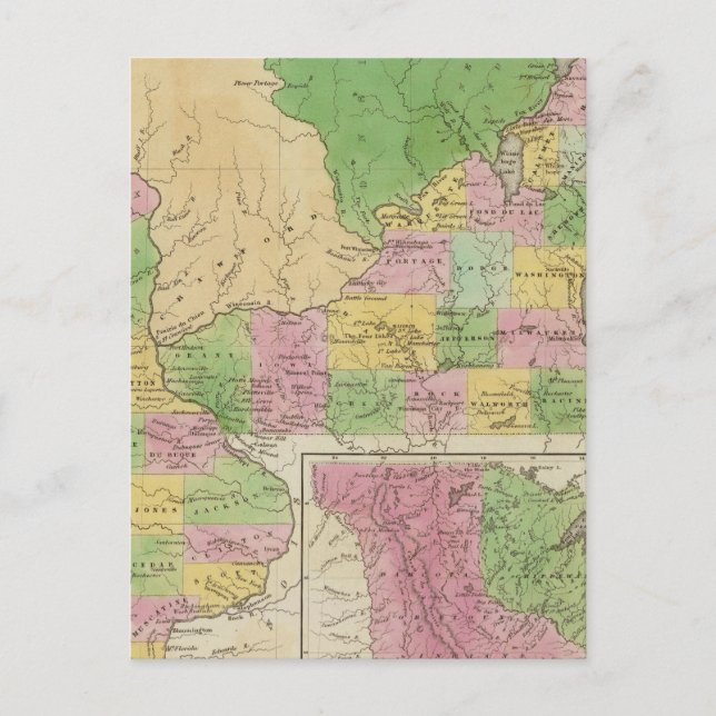 Iowa und Wisconsin Postkarte (Vorderseite)