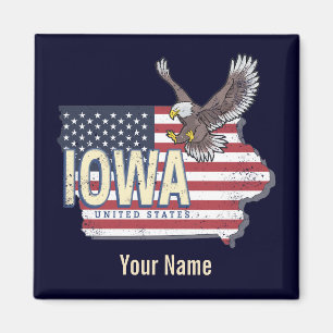 Iowa United Staaten Retro Staat Map Vintag USA Magnet