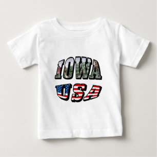 Iowa USA Flag & Staat Foto Text Baby T-shirt