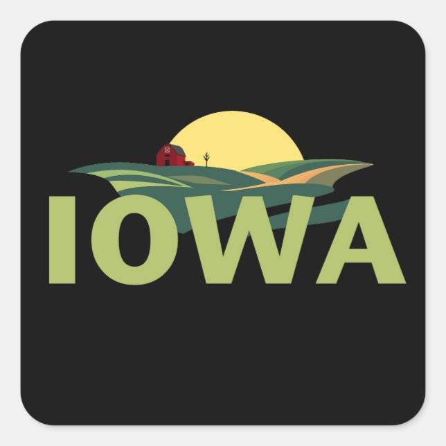 Iowa USA Quadratischer Aufkleber (Vorderseite)