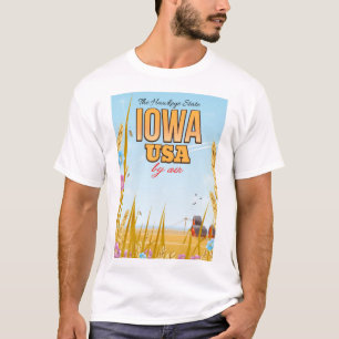 Iowa USA "The Hawkeye Staat" Cartoon Reiseplakat. T-Shirt