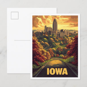 Iowa USA Vintag Illustration Travel Postkarte