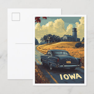 Iowa USA Vintag Illustration Travel Postkarte