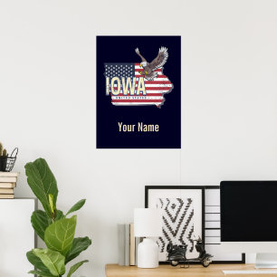Iowa Vereinigte Staaten Retro-Staatskarte Vintage Poster