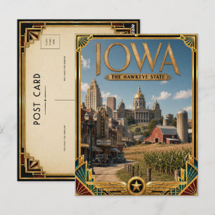 Iowa Vintage Art Deco Golden Age Postkarte