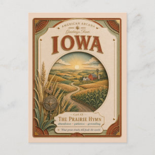 Iowa Vintage Paper Cut American Arcana Postkarte