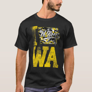 Iowa Wave Football erschüttert Iowa Staat Karte Ca T-Shirt