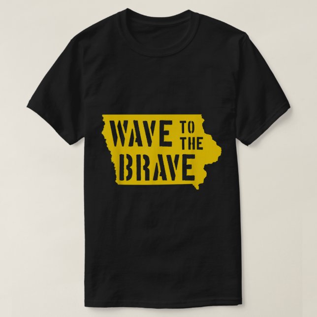 Iowa Wave to the Brave Stencil Letter Black Gold B T-Shirt (Design vorne)