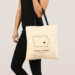 Iowa Wedding Welcome Bag Tasche, Black Map Tragetasche