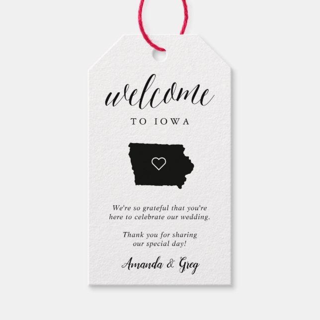 Iowa Wedding Welcome Geschenkanhänger (Vorderseite)
