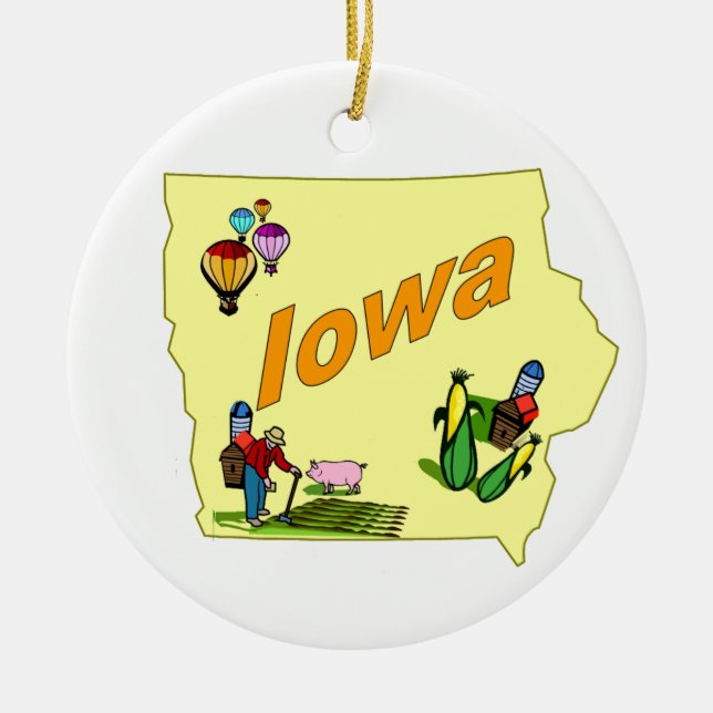 Iowa-Weihnachtsbaum-Verzierung Keramikornament (Vorne)