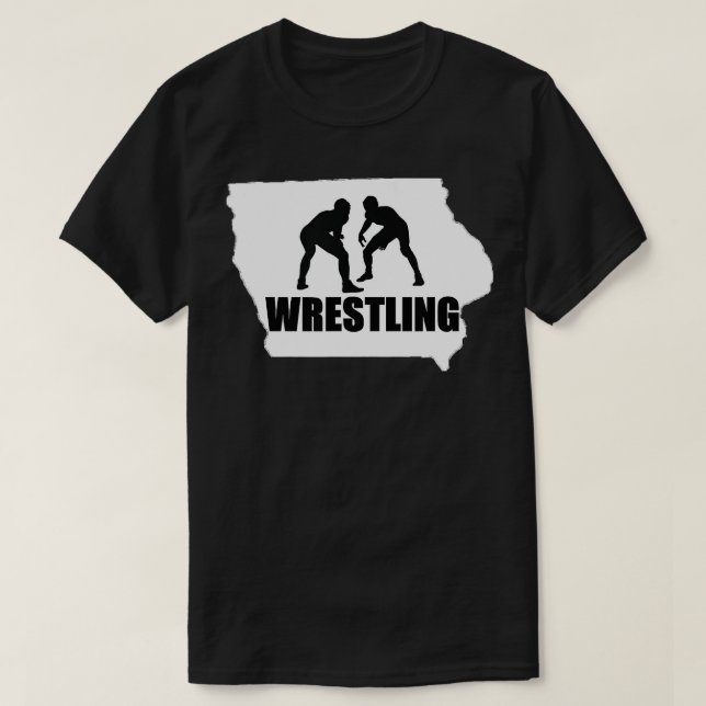 Iowa Wrestling erschüttert Iowa Karte T-Shirt (Design vorne)