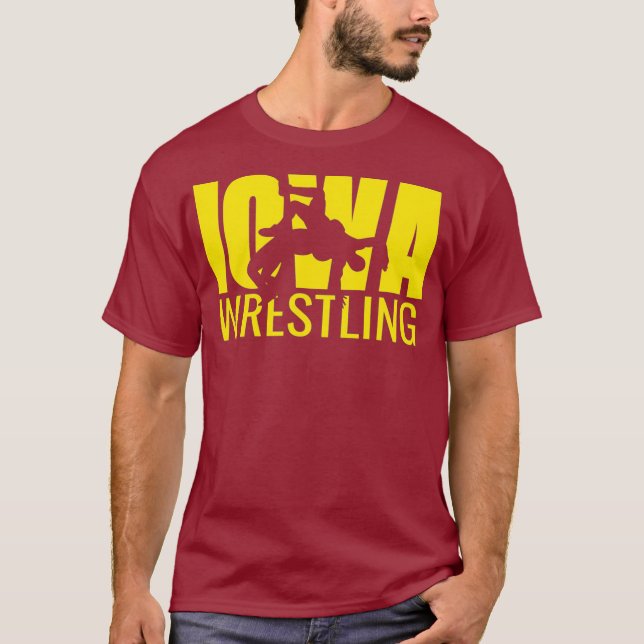 Iowa Wrestling Freestyle Wrestler gibt dem Staat e T-Shirt (Vorderseite)