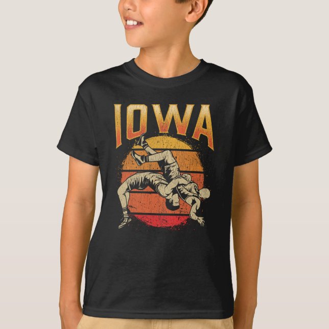 Iowa Wrestling Sport Fighter Wrestler Retro T-Shirt (Vorderseite)