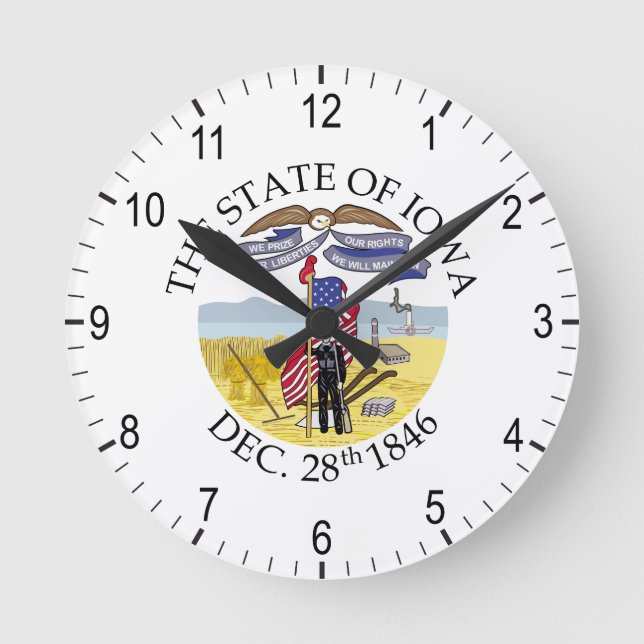Iowa-Zeichen Runde Wanduhr (Vorderseite)
