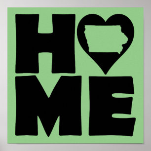 Iowa Zuhause Heart Staat Plakatzeichen Poster