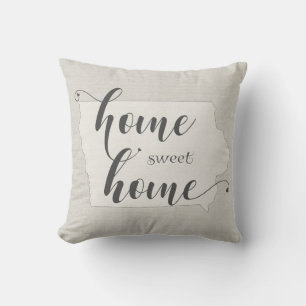 Iowa - Zuhause Sweet Zuhause burlap look Kissen