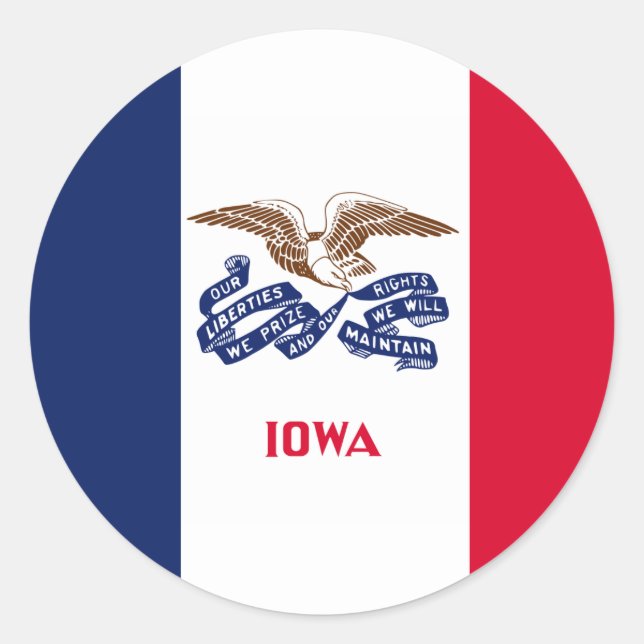 Iowan-Flagge, Flagge von Iowa Runder Aufkleber (Vorderseite)