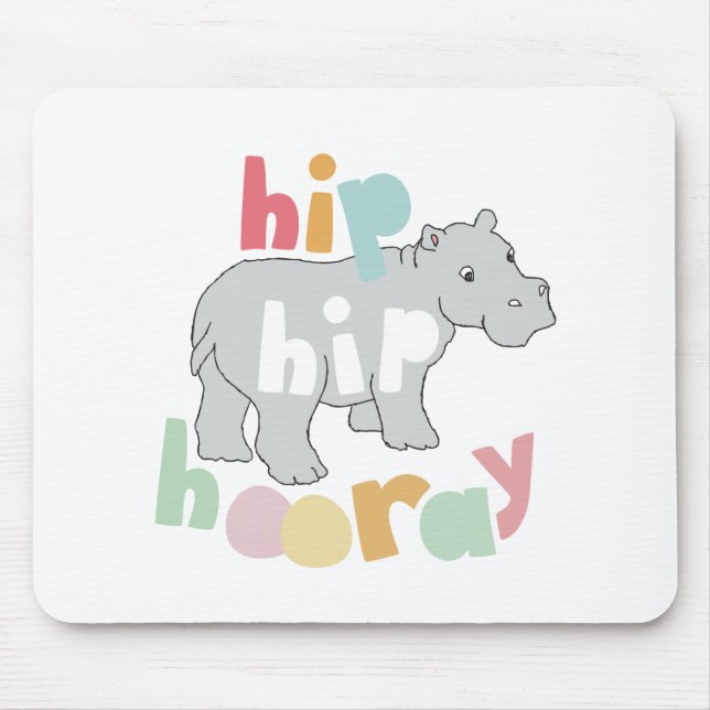 ip Angesagt Hooray Gray Hippo Zeichnend Süße Tier  Mousepad (Vorne)